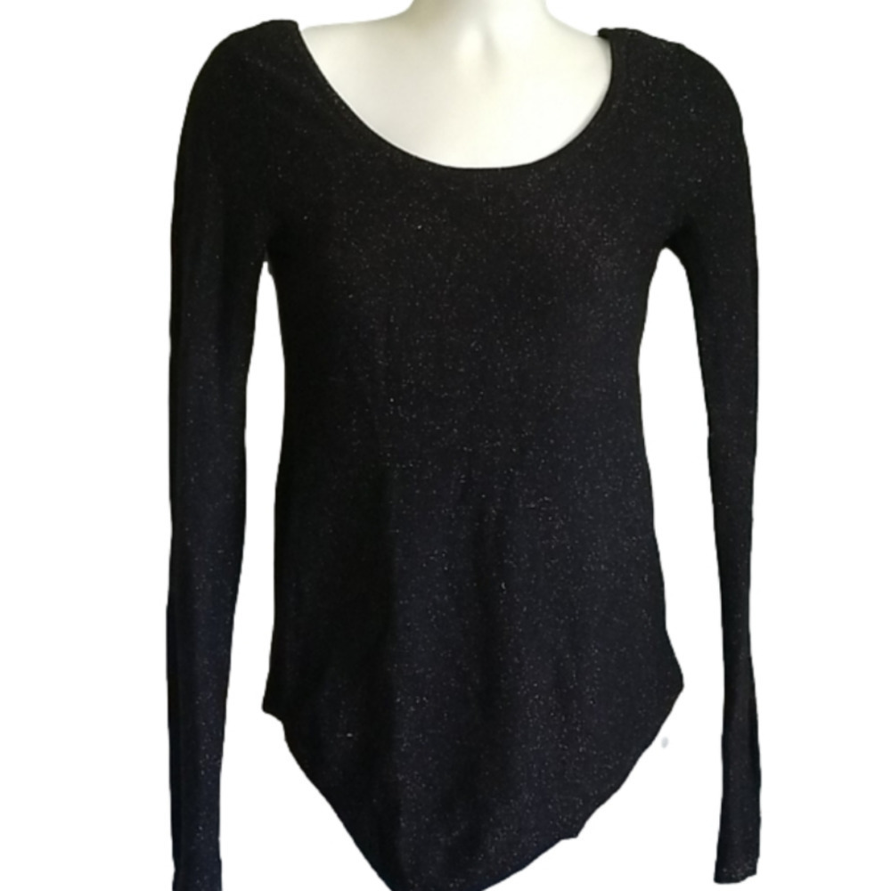 Express Asymmetrical Black Long Sleeve Top